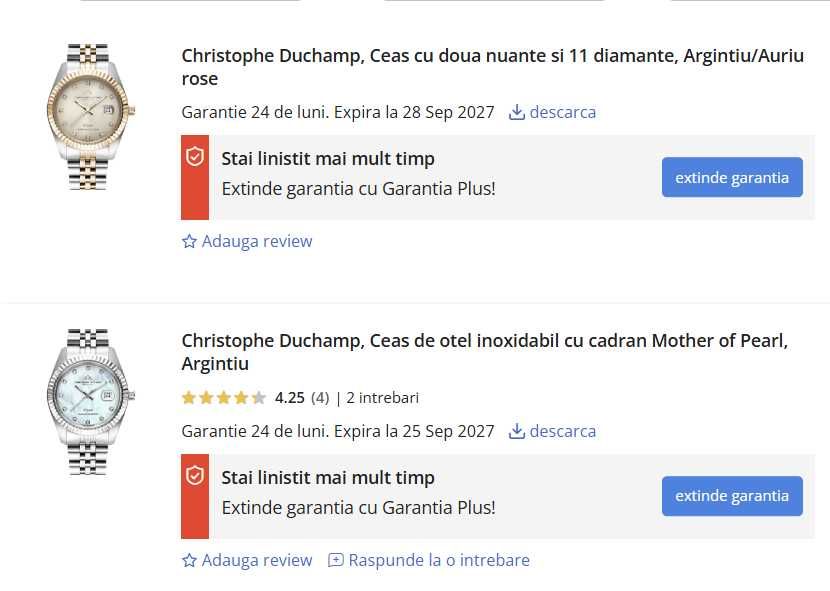 Ceas dama Christophe Duchamp - Élysées - 11 diamante