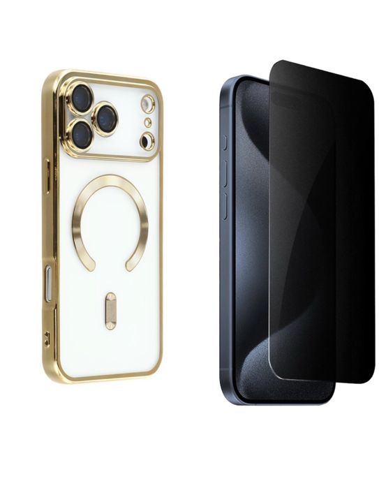 Iphone 17 AIR PRO MAX Husa Cercle Magsafe + Folie Sticla Privacy Edge