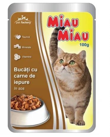 Plicuri MIAU cu iepure sau rata 100 grame, 1,75 en gross, 2,50 la buc.