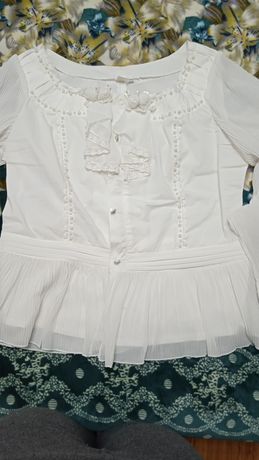 Блузка белая с жемчугом размер 48-50