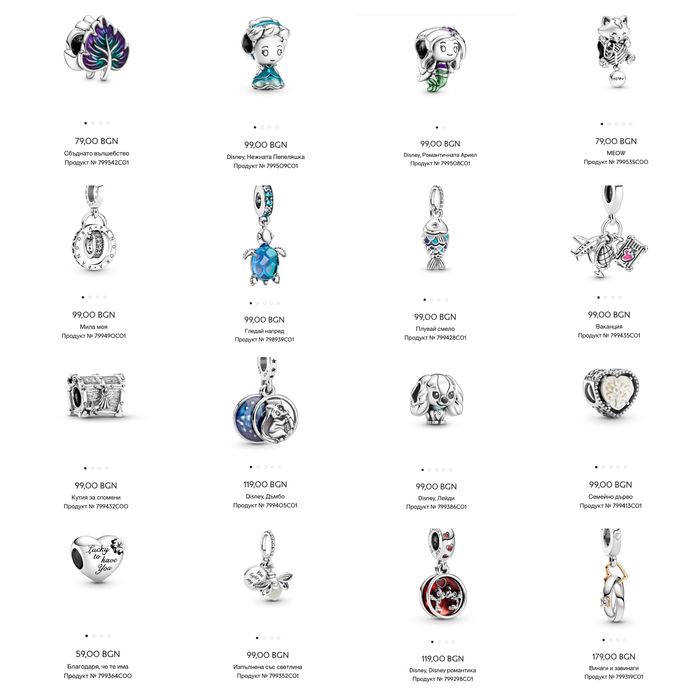 Талисмани Пандора гривни Pandora charms
