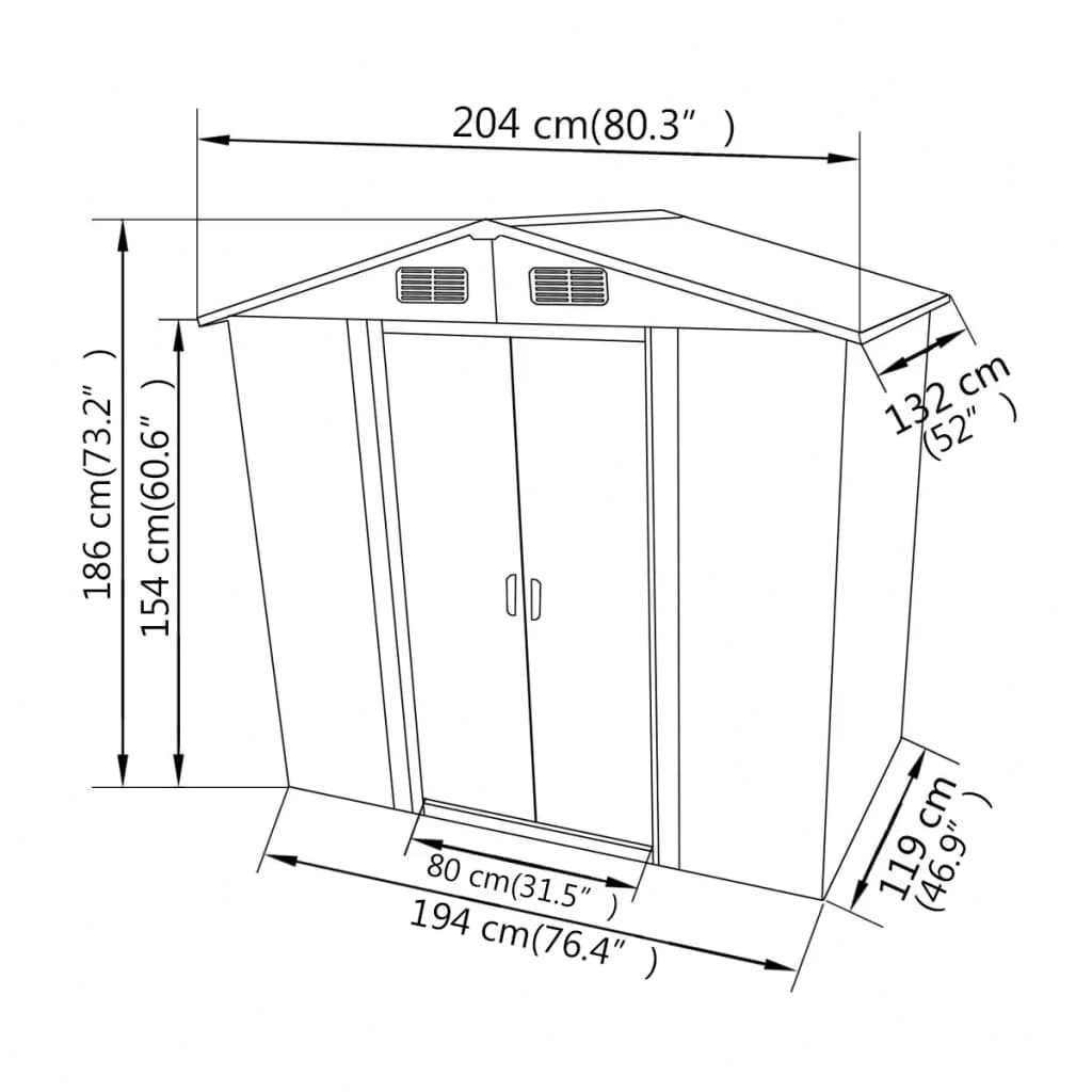 Magazie de gradina/Casuta de gradina 204x132x186 cm Gri OFERTA Nou