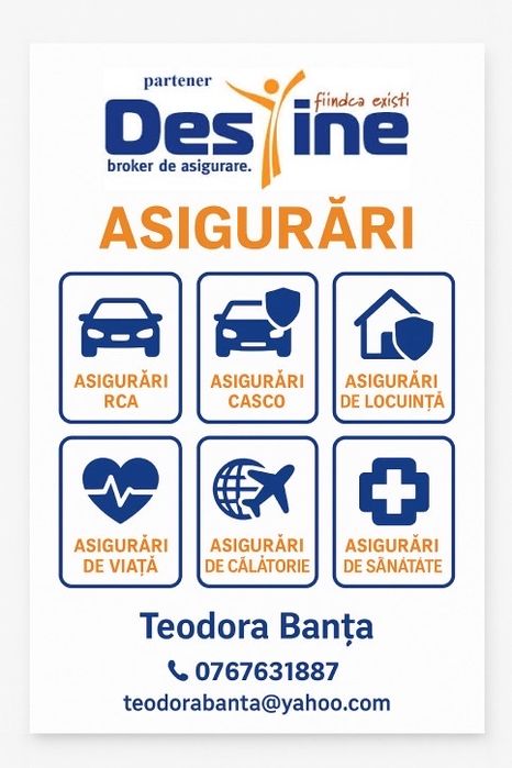 Asigurări: RCA, PAD, PAID, asigurări de viata/sănătate/călătorie