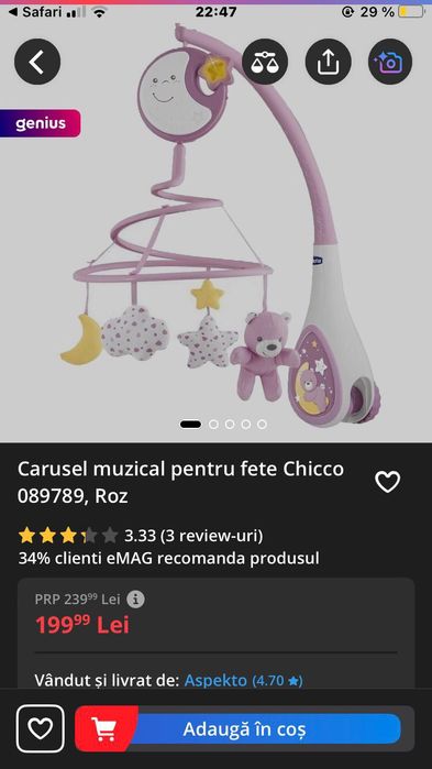 Vând carusel muzical in stare foarte buna