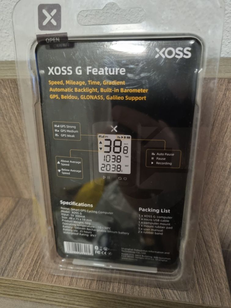 Ciclocomputer XOSS G+, GPS, Bluetooth, Barometru, suport Strava, supor