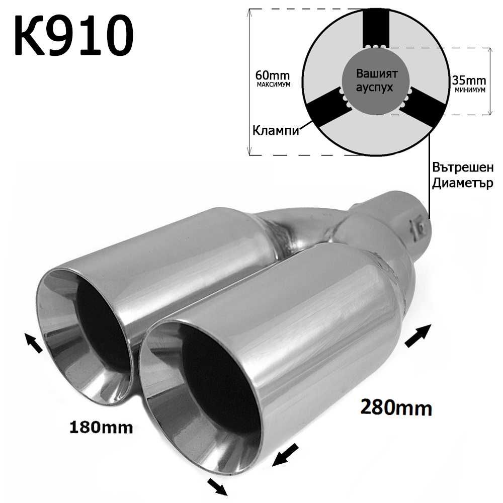 Накрайник ауспух гърне универсален двоен неръждаема стомана хром