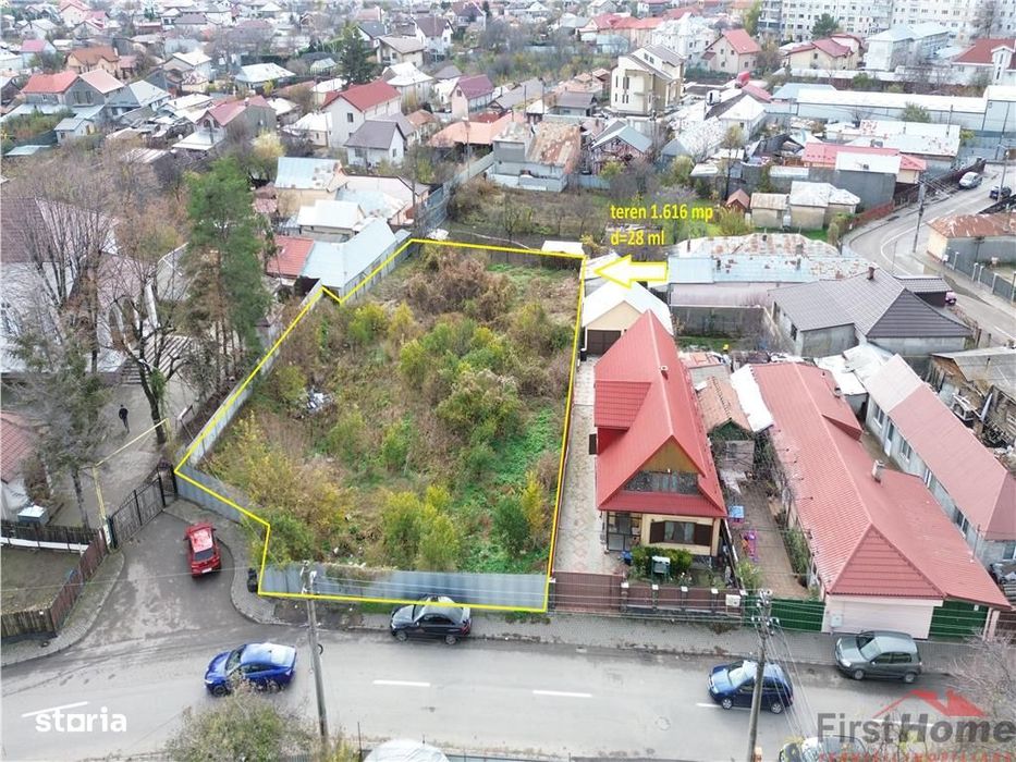 teren 1.616 mp, D=28 ml, central zona case, autorizatie 3 cladiri P+2
