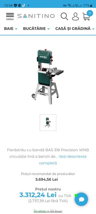 Metabo 318 Precision WNB , Fierăstrău cu Bandă / Banzic ca Nou