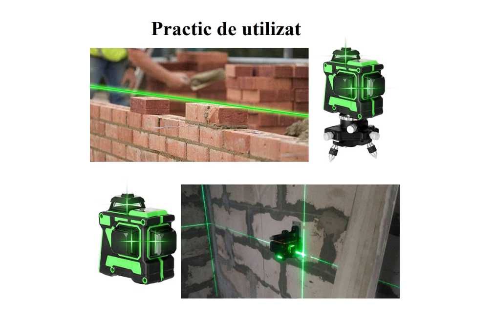 Nivela cu laser verde 12 linii orizontal vertical perimetral 360 grade