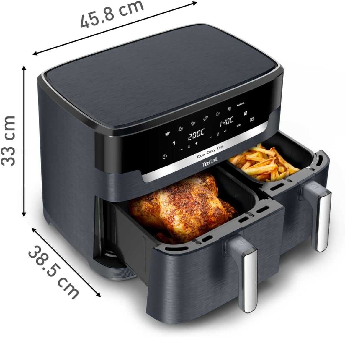 Фритюрник с горещ въдух Tefal Dual Easy Fry XXL 11L (EY942BE0) 2700W