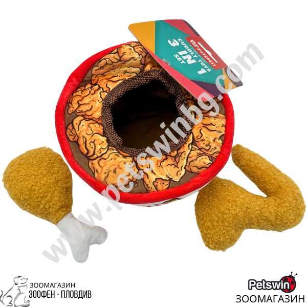 Плюшена Играчка за Куче- със Звук- 3in1-Fried Chicken Set-Pet Interest