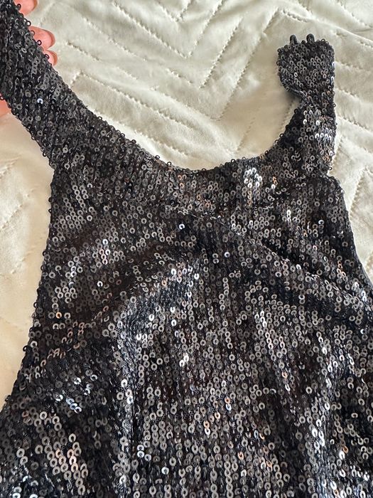 Парти черна рокля-пайети
