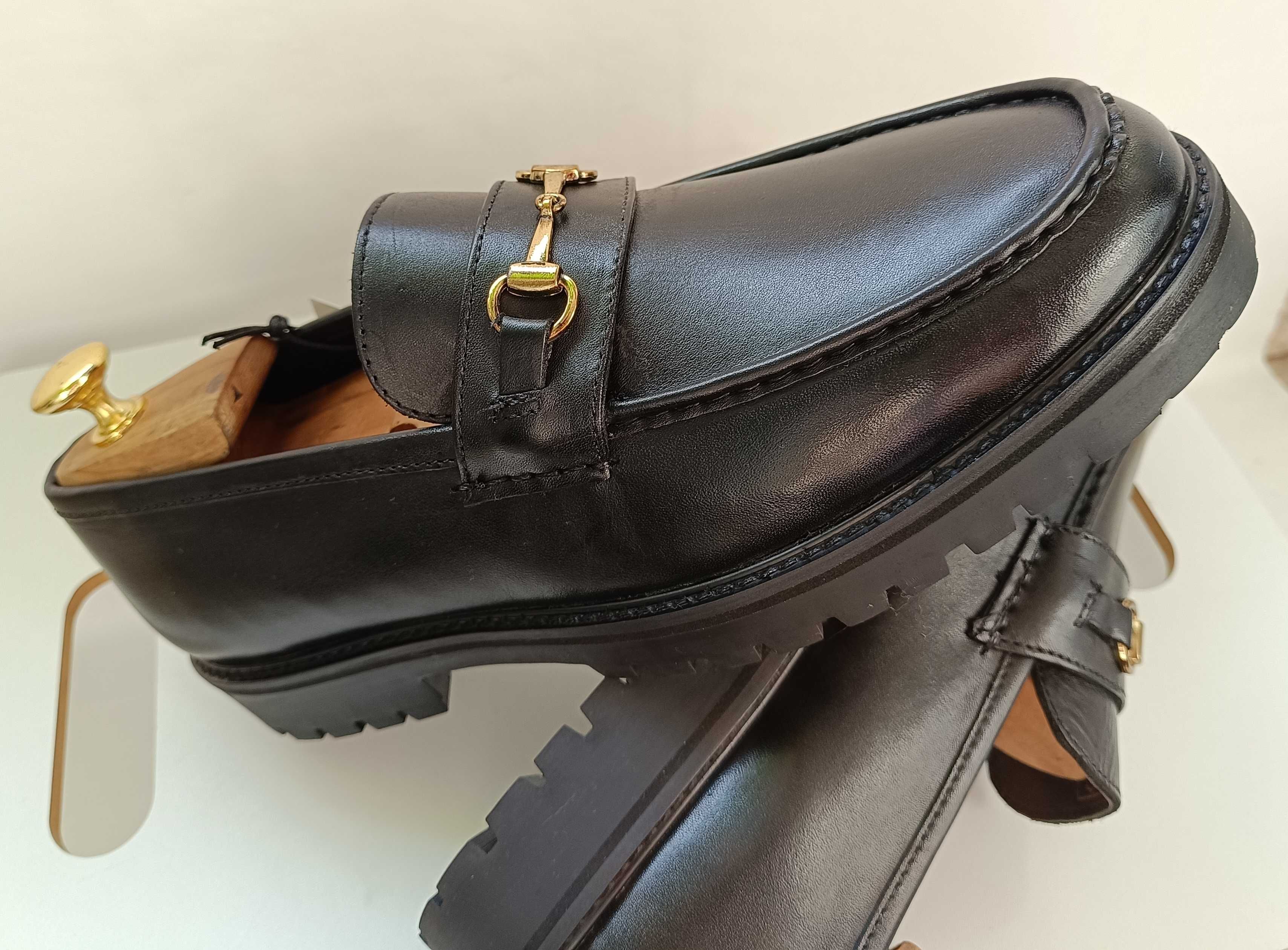 Pantofi loafer 42 bit moc toe ZIGN London NOI piele naturala premium