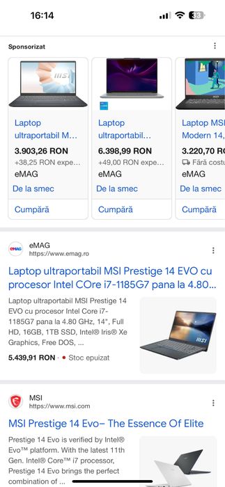 Laptop MSI Prestige 14 EVO i7-1185G7, 16GB, 1TB SSD, FHD