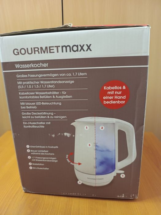 Fierbator Gourmetmaxx sticla frosted 1.7litri