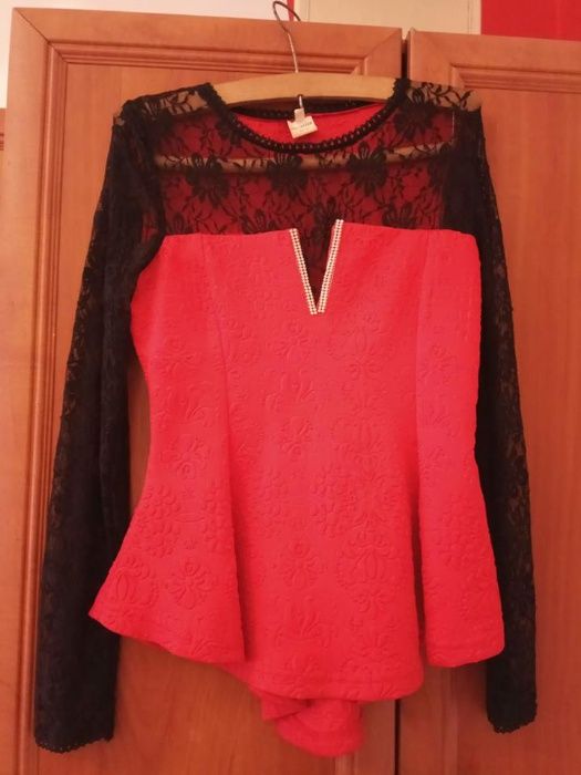 Bluza eleganta (rosu-negru)