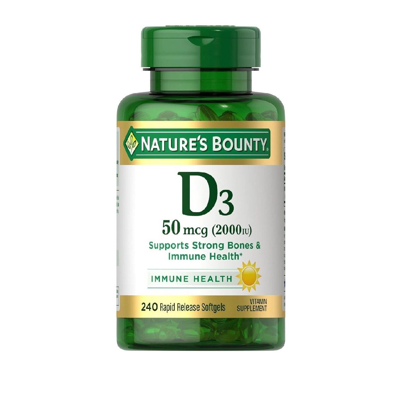 Nature's Bounty Витамин D3, поддержка иммунитета и костей, витамин