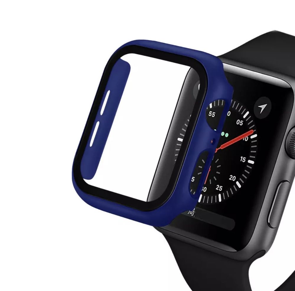 Husa / Carcasa Margine Silicon Geam Plastic Pentru Ceas Apple Watch