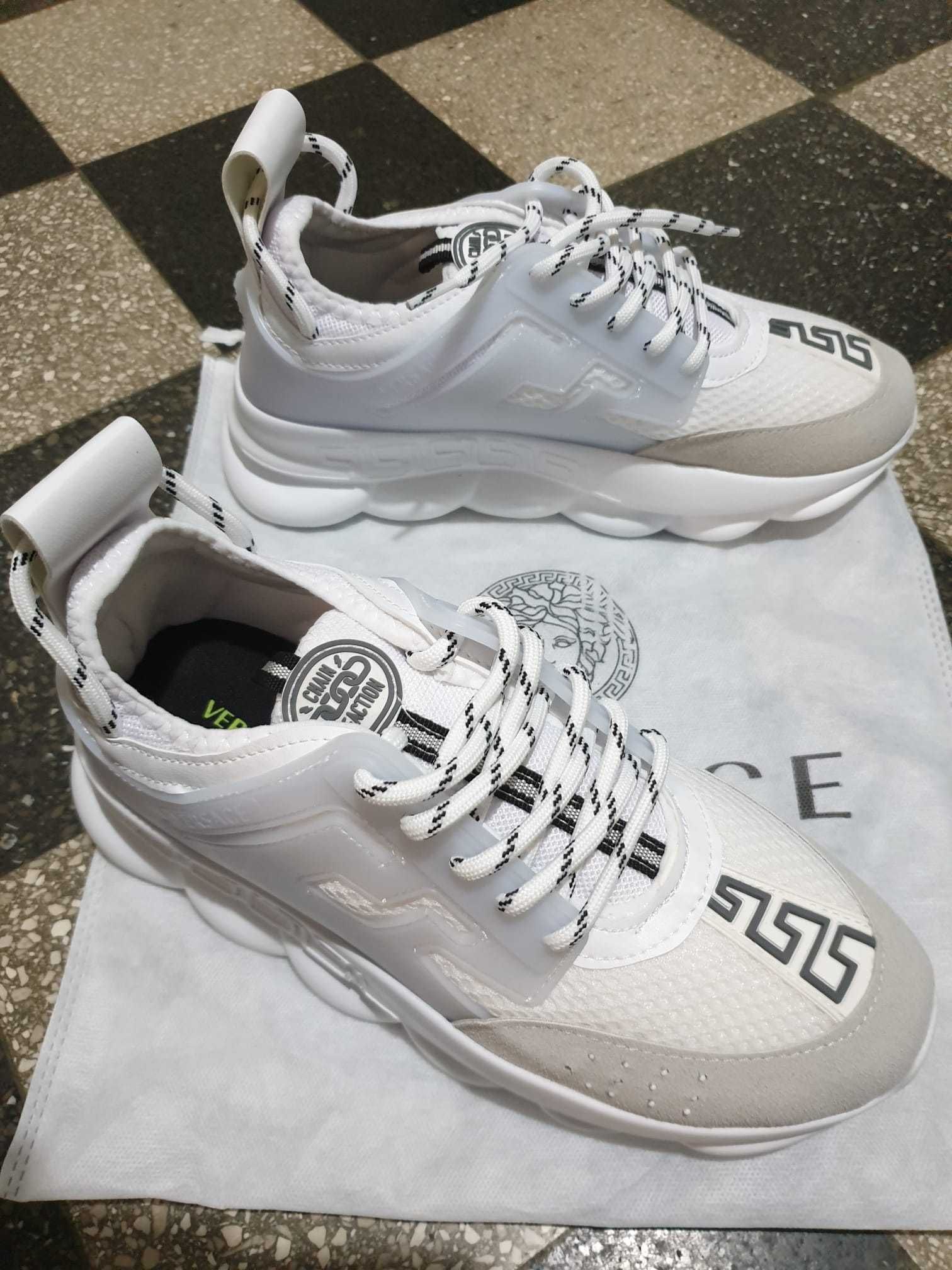 Adidasi unisex dama si barbati Versace Chain Reaction white