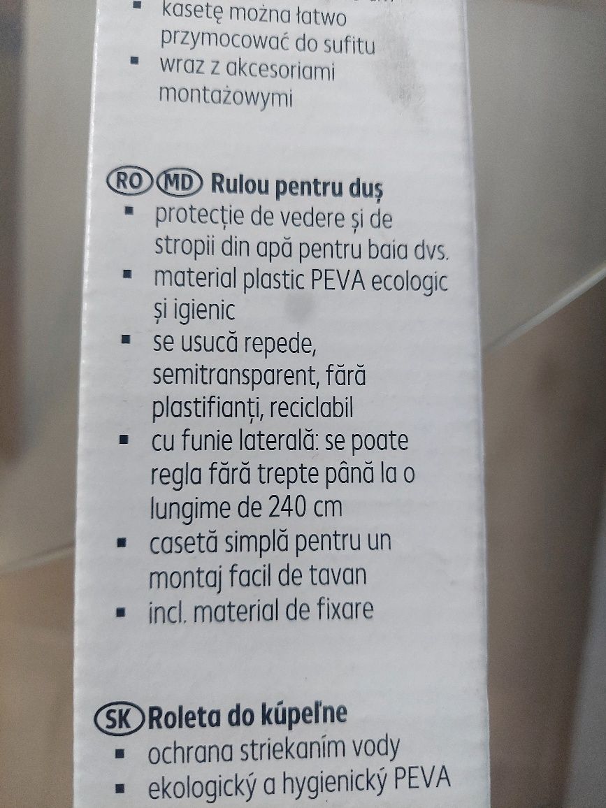 Roleta de dus pentru cada sau cabina dus ,protectie vedere sau stropi