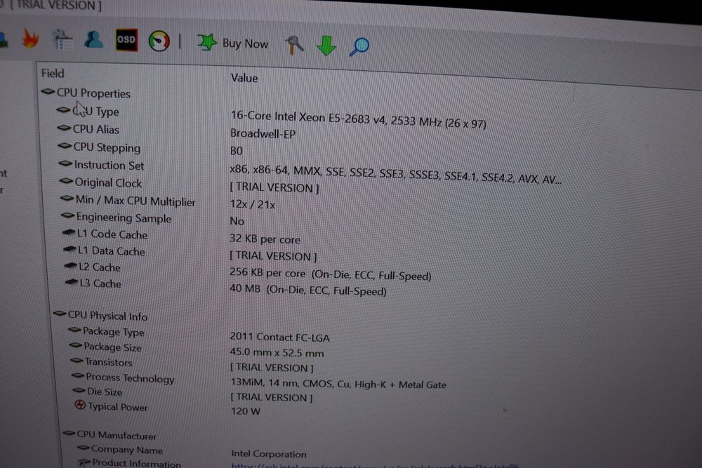 2 x CPU Intel Xeon E5-2683 V4 16 Cores 32 Threads 2.1/3GHz 40Mb 14nm