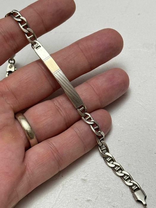 BRATARA ARGINT 925 + Placuta aur 750 - De Barbati - 20cm - Vintage !