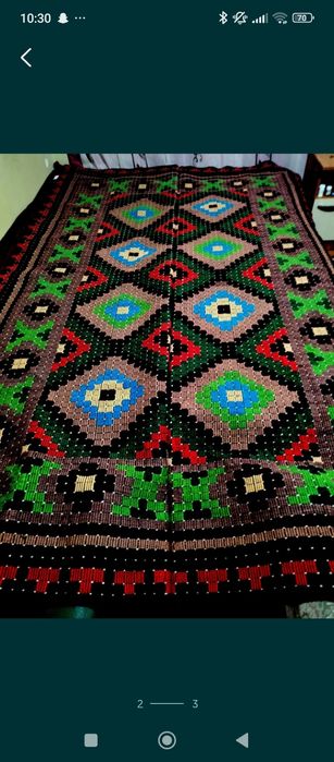 Covor/Lipideu țărănesc,țesut manual din lână naturală cu urzeală de bu