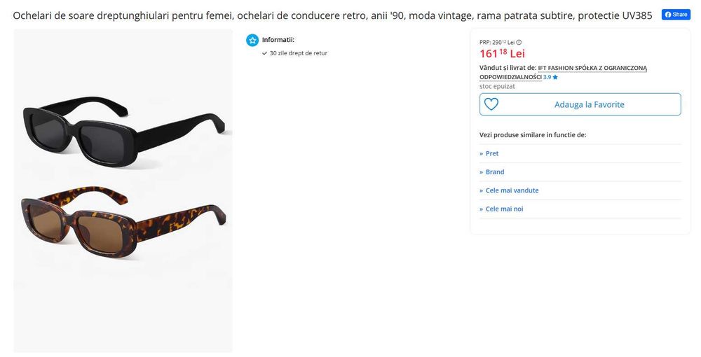 Ochelari de soare pentru femei, vintage, rama subtire, protectie UV385