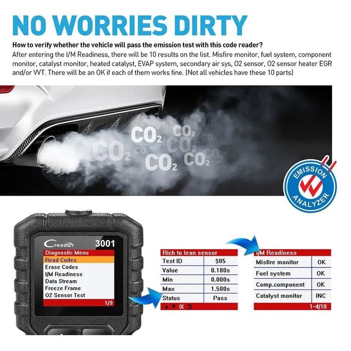 PRO Диагностика за автомобил кола car LAUNCH CREADER 3001 OBD