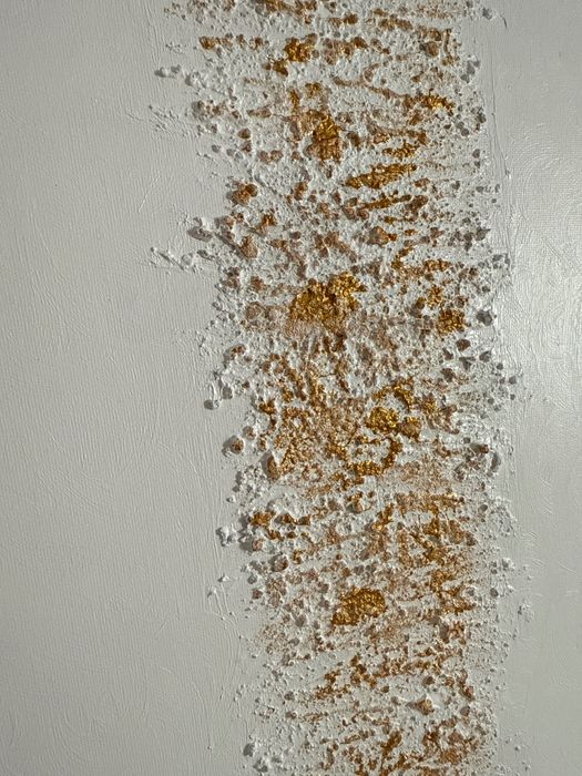 Tablou pictură albă texturată 30 cm x 40 cm, făcut manual