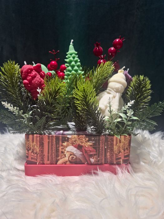 Коледна аранжировка „Зимна кутия“ – ръчна изработка