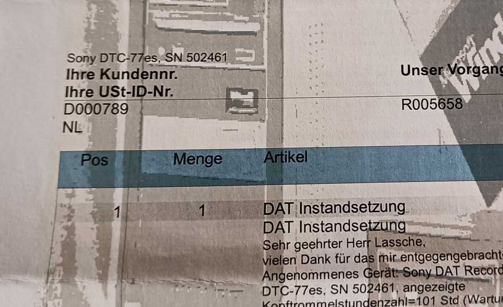 Sony DTC-77ES DAT (digital audio tape)