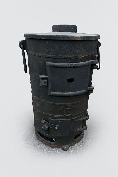 Советская чугунная компактная печка- буржуйка