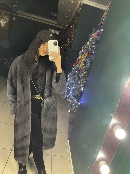 Графитовая норковая шуба