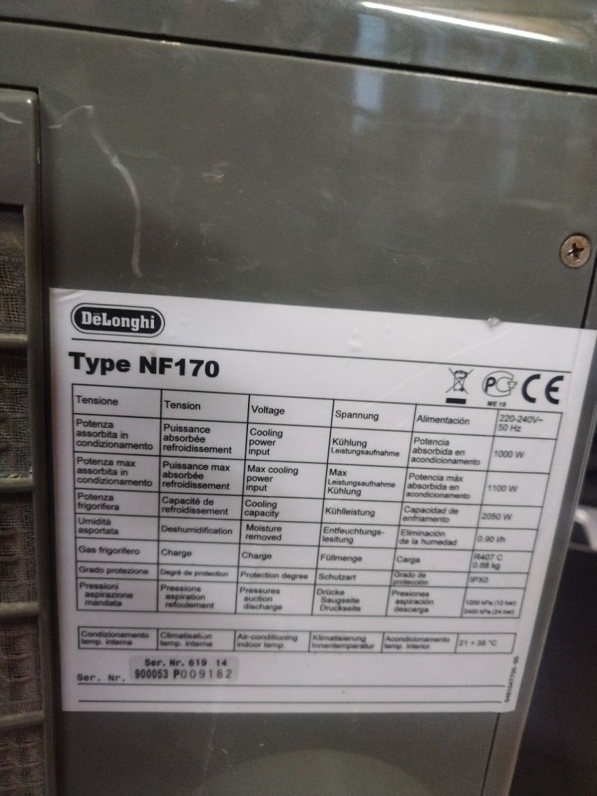Мобилен климатик DELINGHI NF 170 10000BTU 1100W
 12000BTU
Комплект с