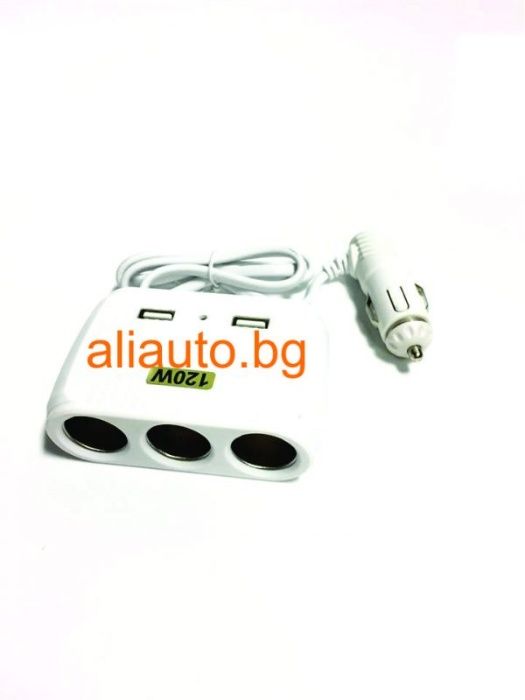 Разклонител на Запалка с 3 Гнезда и 2 USB - А- 2113