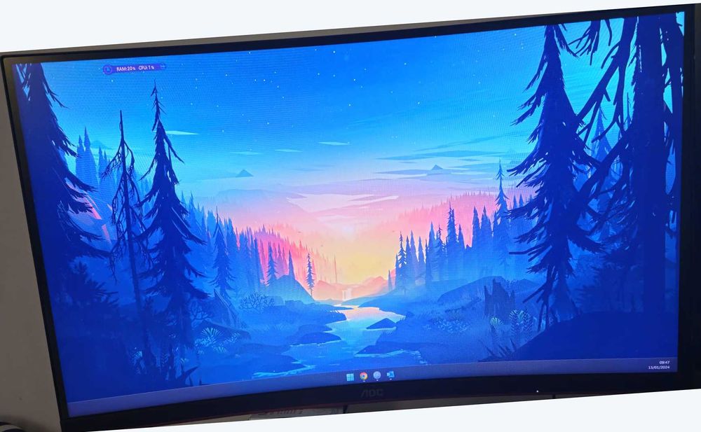 Pachet 2 x Monitor AOC 27" (inch) curbat + suport monitoare