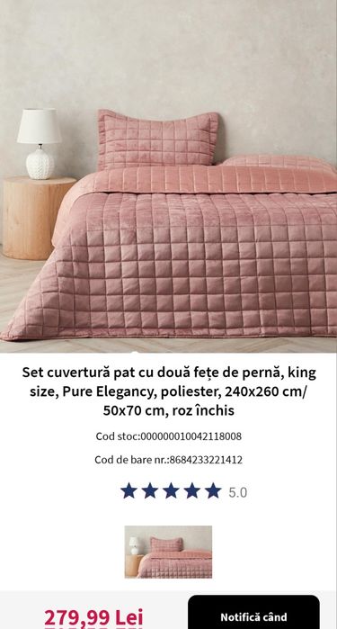 Cuvertura de pat ,noua cumpărată de la english home cu 2 fete de perna