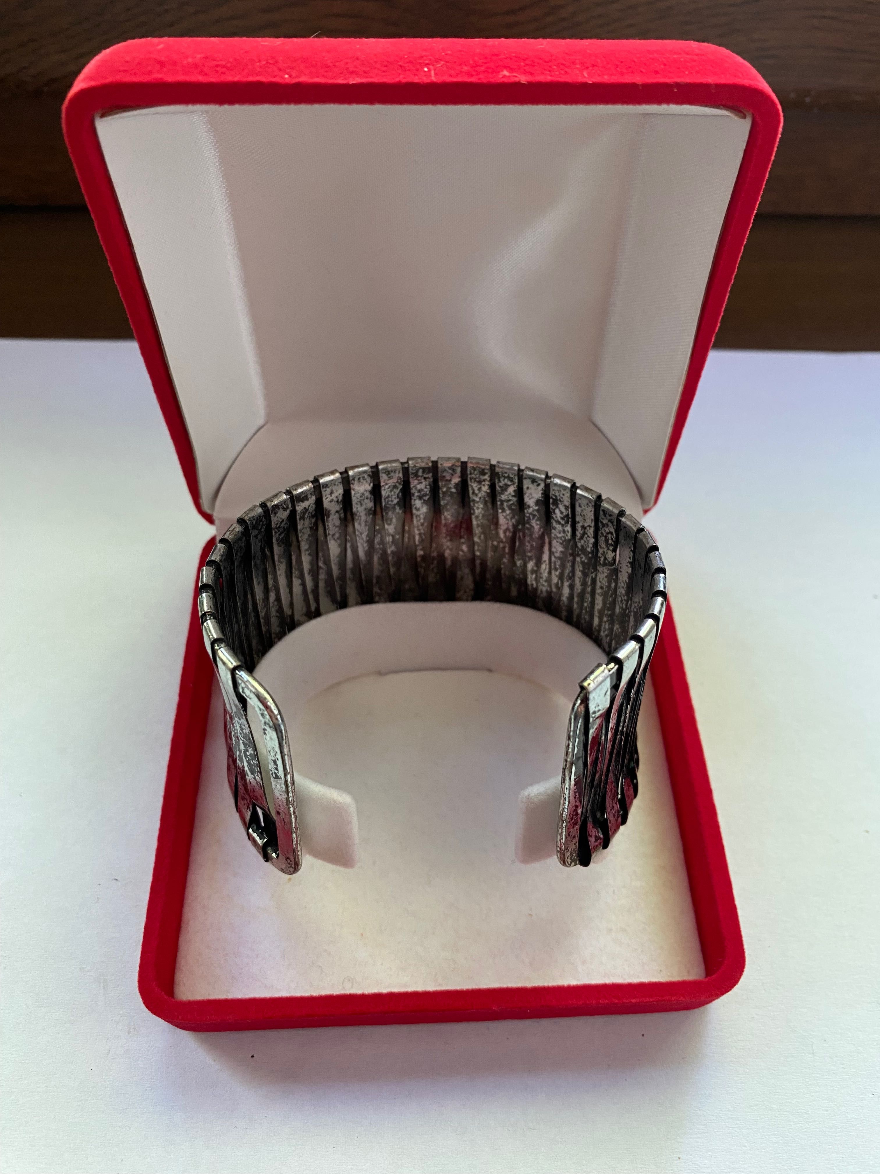 Brățară ZARA stil Boho, metal argintiu frecat cu negru pietre colorate