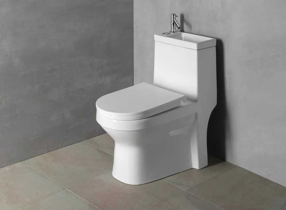Aqualine HYGIE - WC monobloc cu lavoar mic, DualFlush, alb PB104W