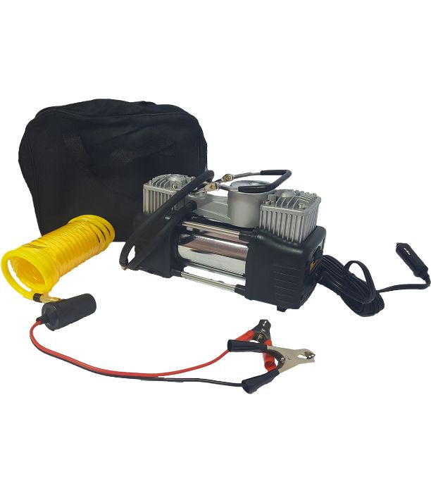 Compresor AUTO portabil in 2 cilindri, 12V, 150 PSI, 70 l/h