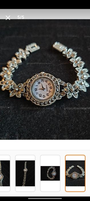 Ceas damă cu marcasite. Sigilat. Cadran din argint. Nou!