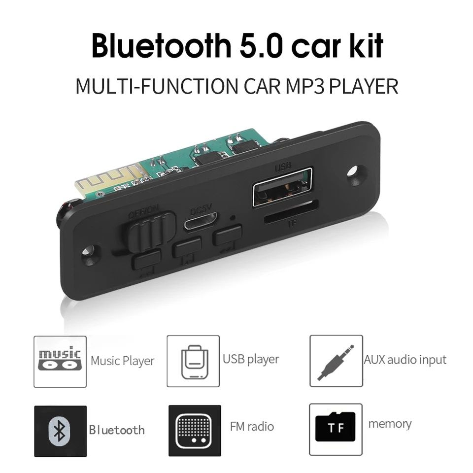 Mp 3 player 3.7V-5V/2 x 3 W модул за вграждане, Bluetooth5.0/Tf/Fm/USB