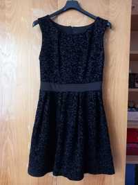 Къса черна велурена рокля С-М размер