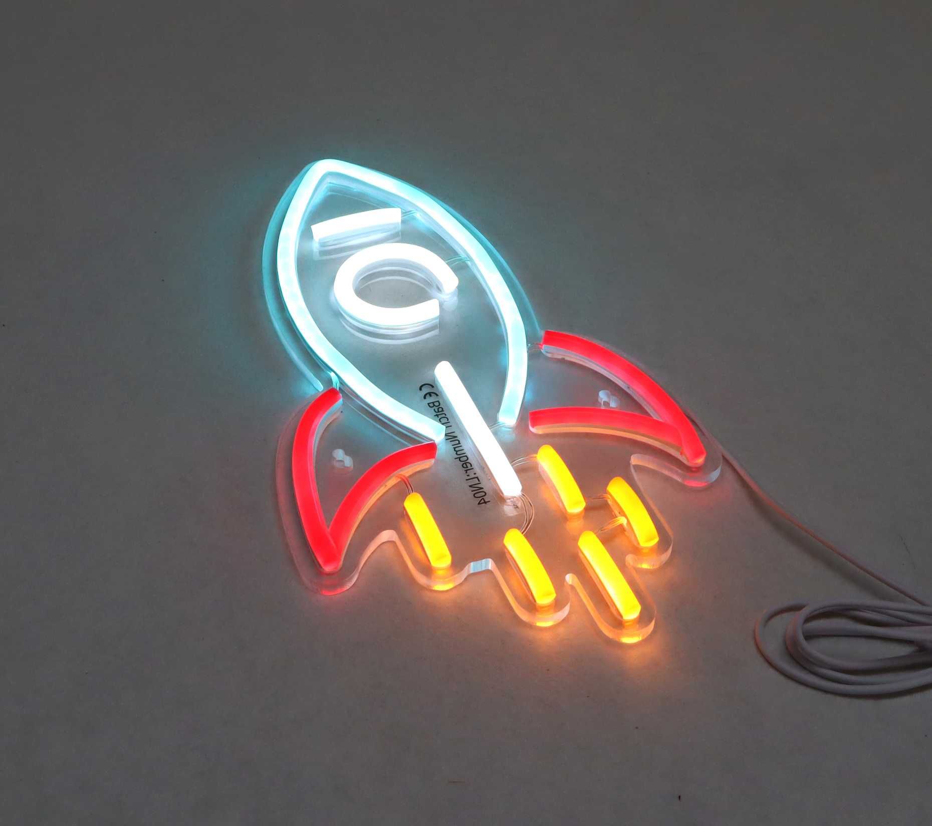 Semn Neon LED Rachetă – Decor cool pentru camera copilului