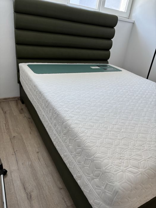 Pat boxspring 160x200, piele naturala, cu saltea premium