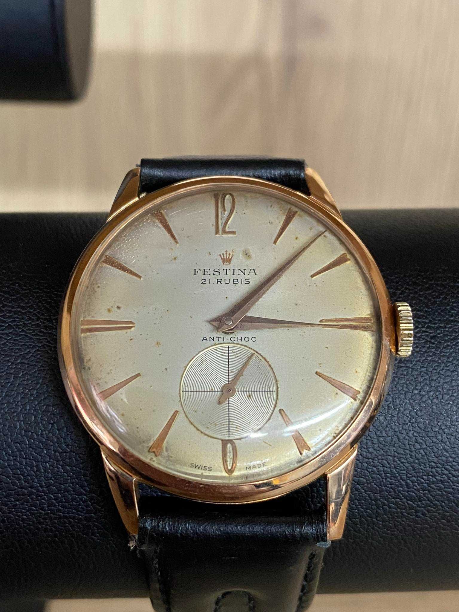 Златен часовник FESTINA 21 RUBIS ANTI-CHOC 18k GOLD / Механичен
