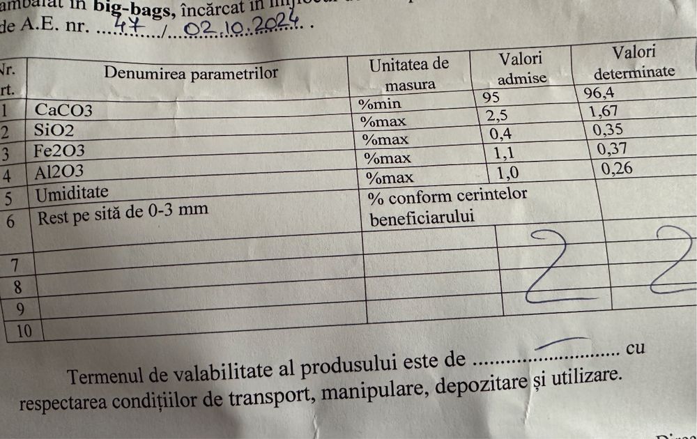 Carbonat de calciu pentru solarii , livezi ,(95%calciu)
