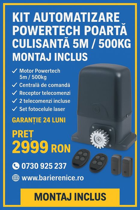 Kit Automatizare poarta culisanta 5m 500 kg