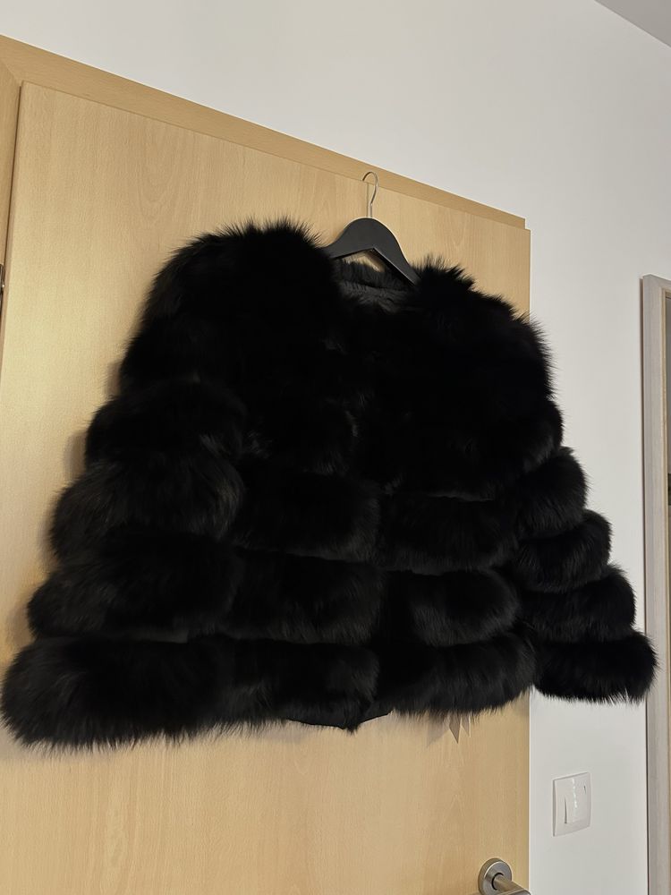 Blana naturala noua , blana vulpe neagra naturala vulpe